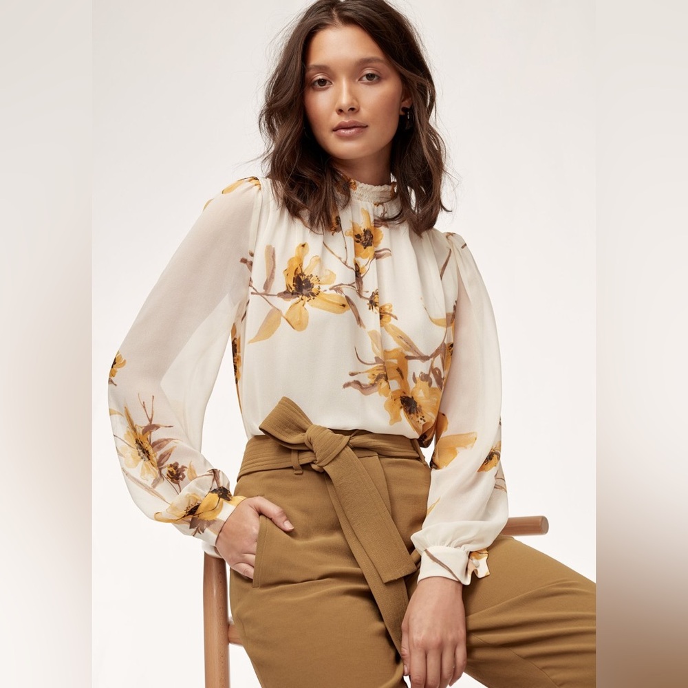 Aritzia Wilfred Paula Blouse Yellow Floral szS